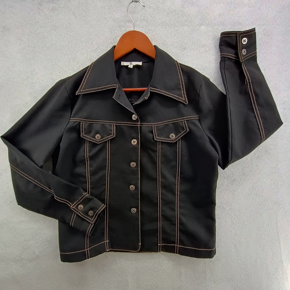 Rampage Trucker Jacket Womens L Black Y2K Vintage Streetwear Style